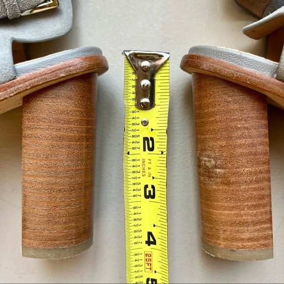 Joie Opal Gray Suede Sandals with Chunky Wood Block Heels Women’s Size 9 - Picture 8 of 12